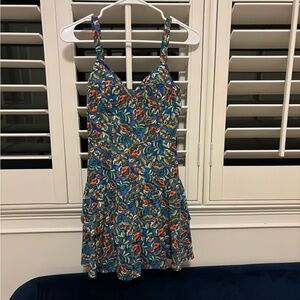 City Studio Blue and Orange Floral One Piece Dress